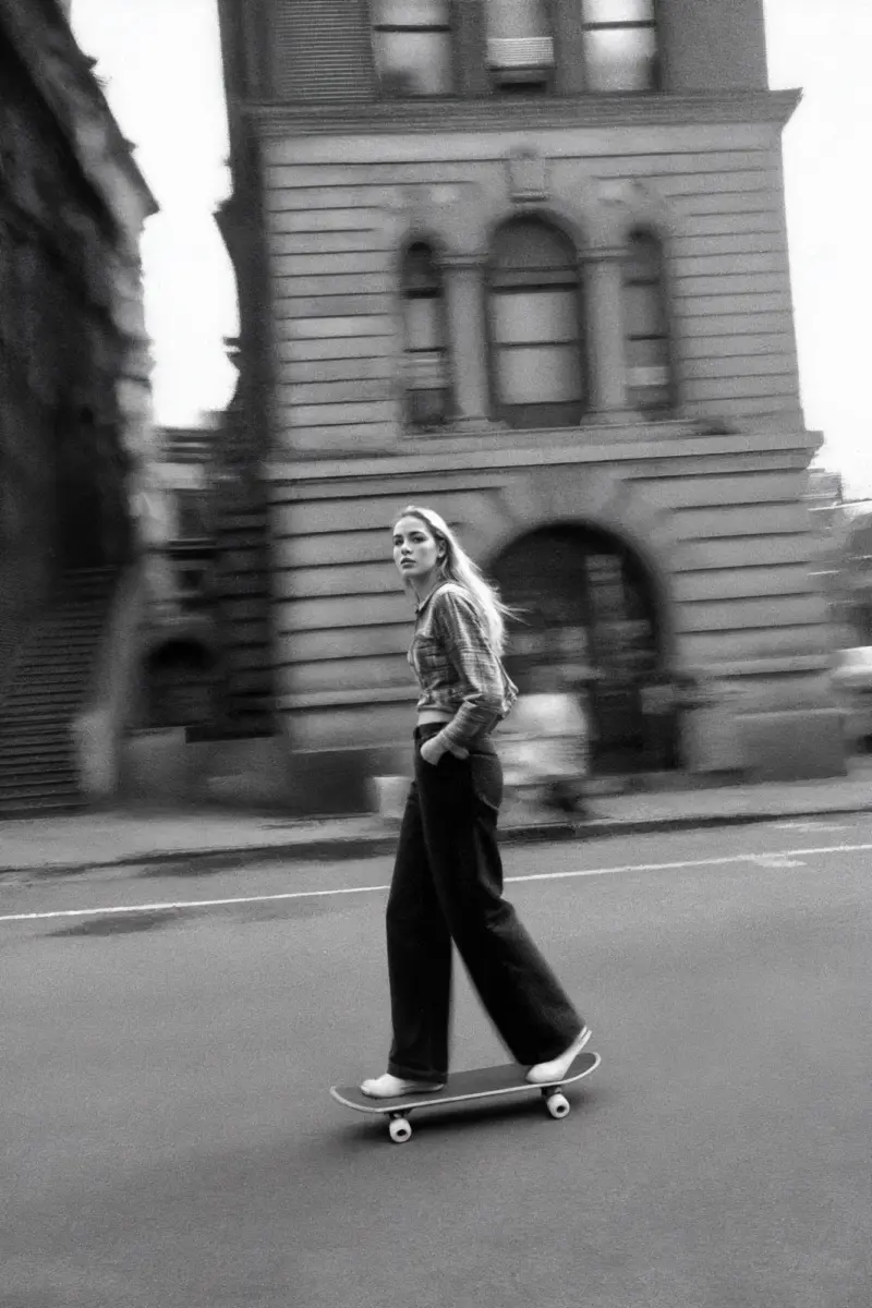 AI-generated summer editorial of a model in urban streetwear, blending fashion and attitude with Midjourney V7 realism.